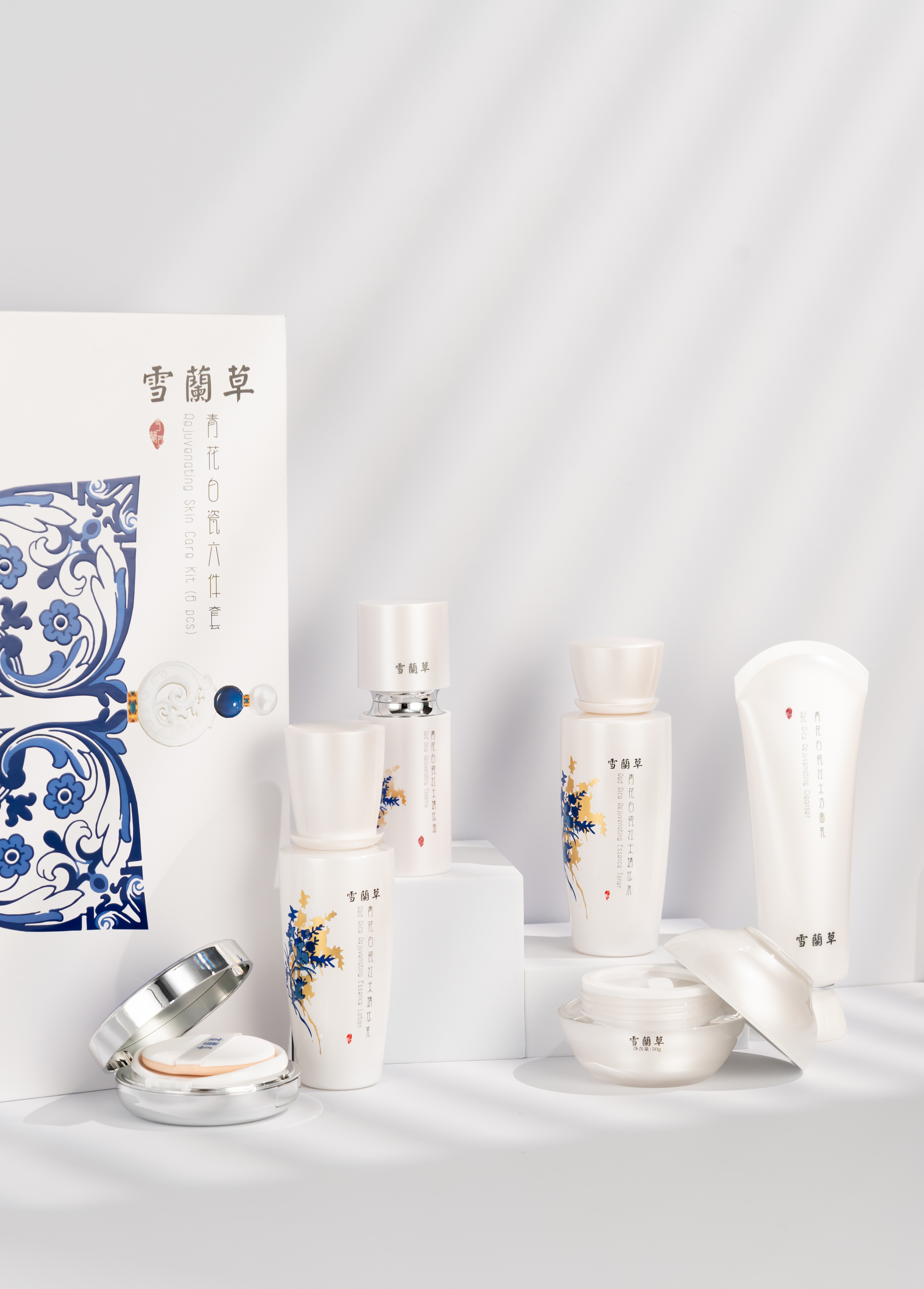 雪蘭草青花白瓷套装图片5