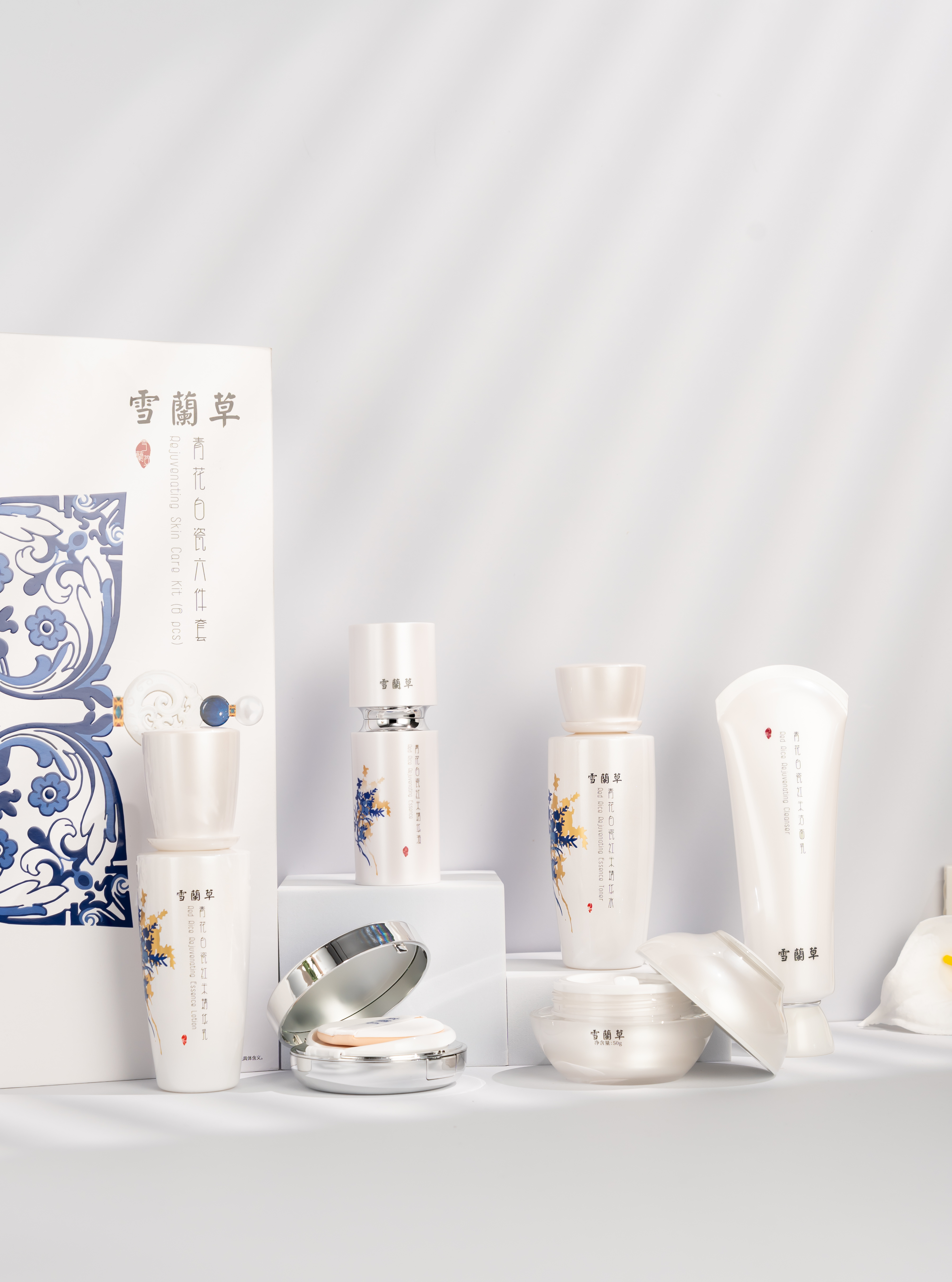 雪蘭草青花白瓷套装图片4